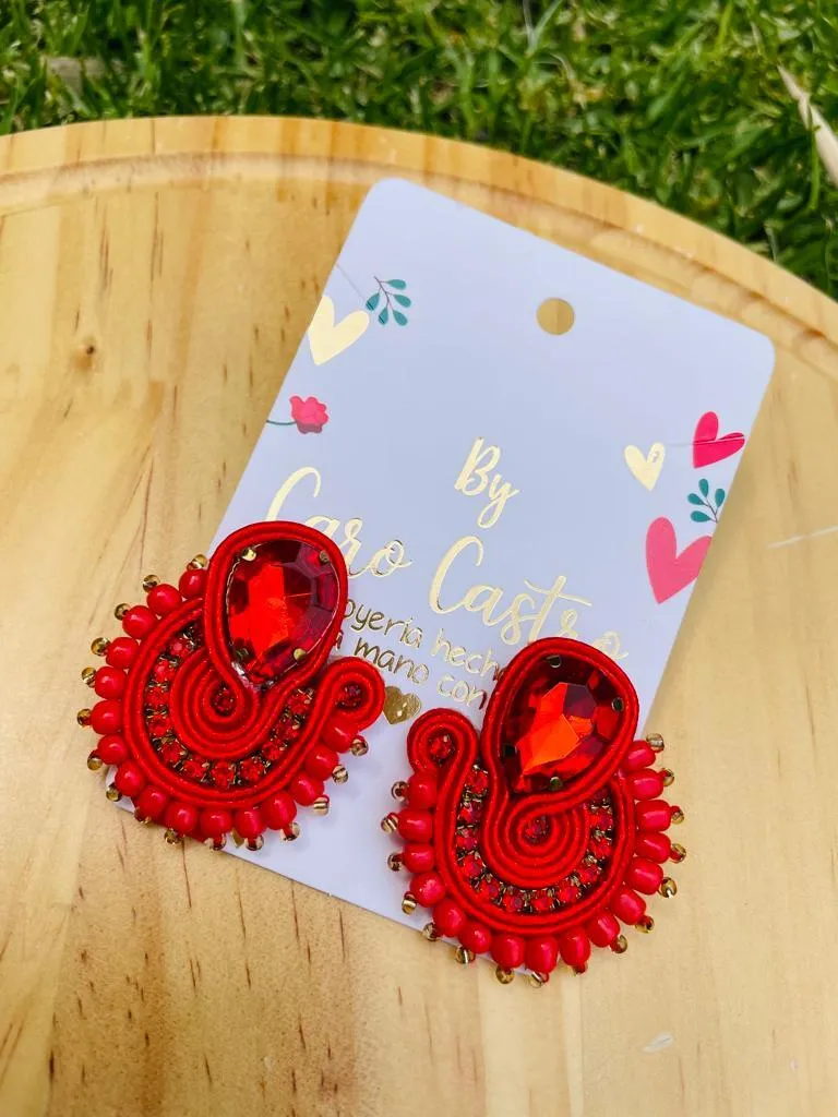 Aretes Soutache Rojos