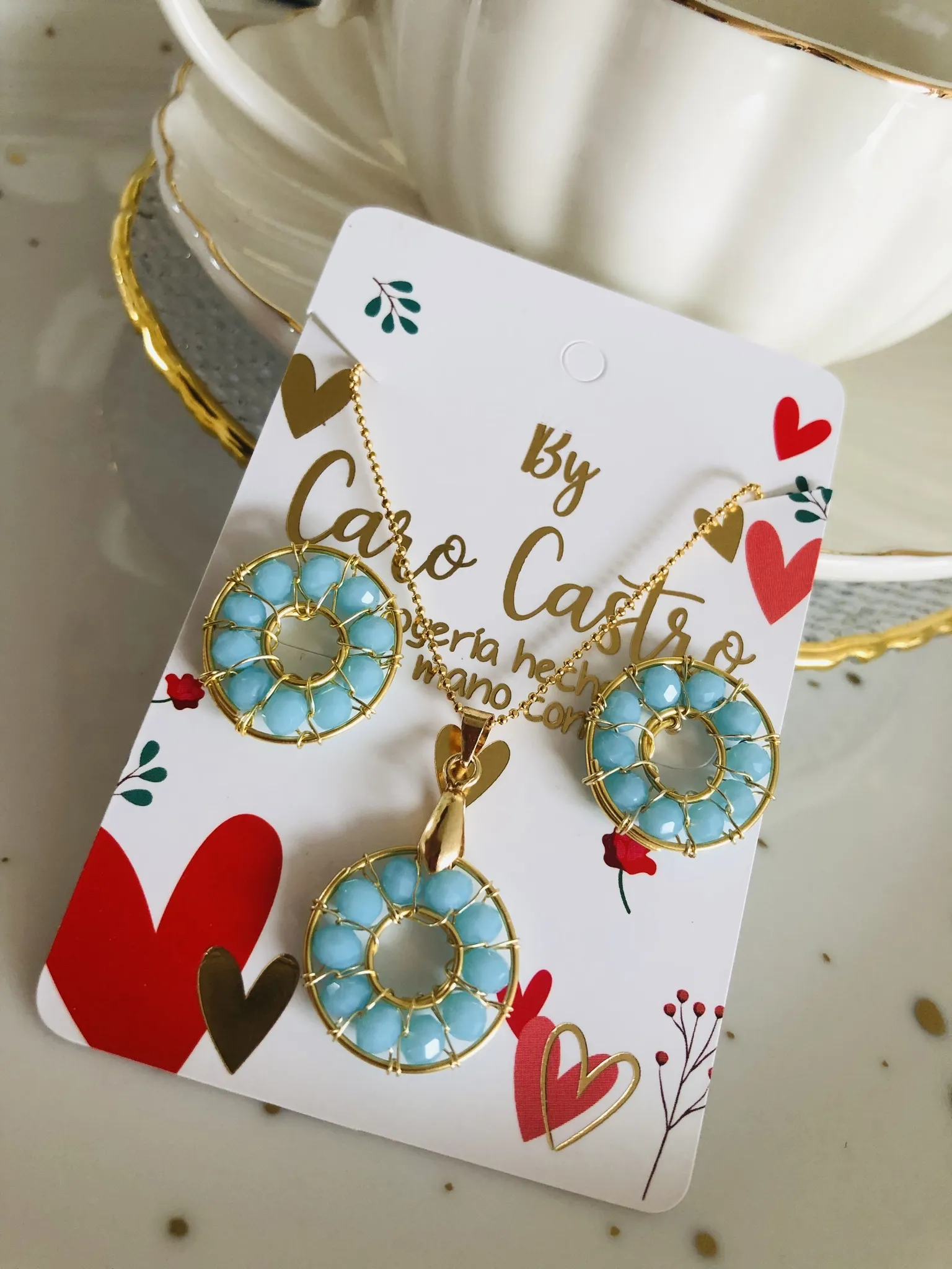 Juego Dijes y Aretes Donas