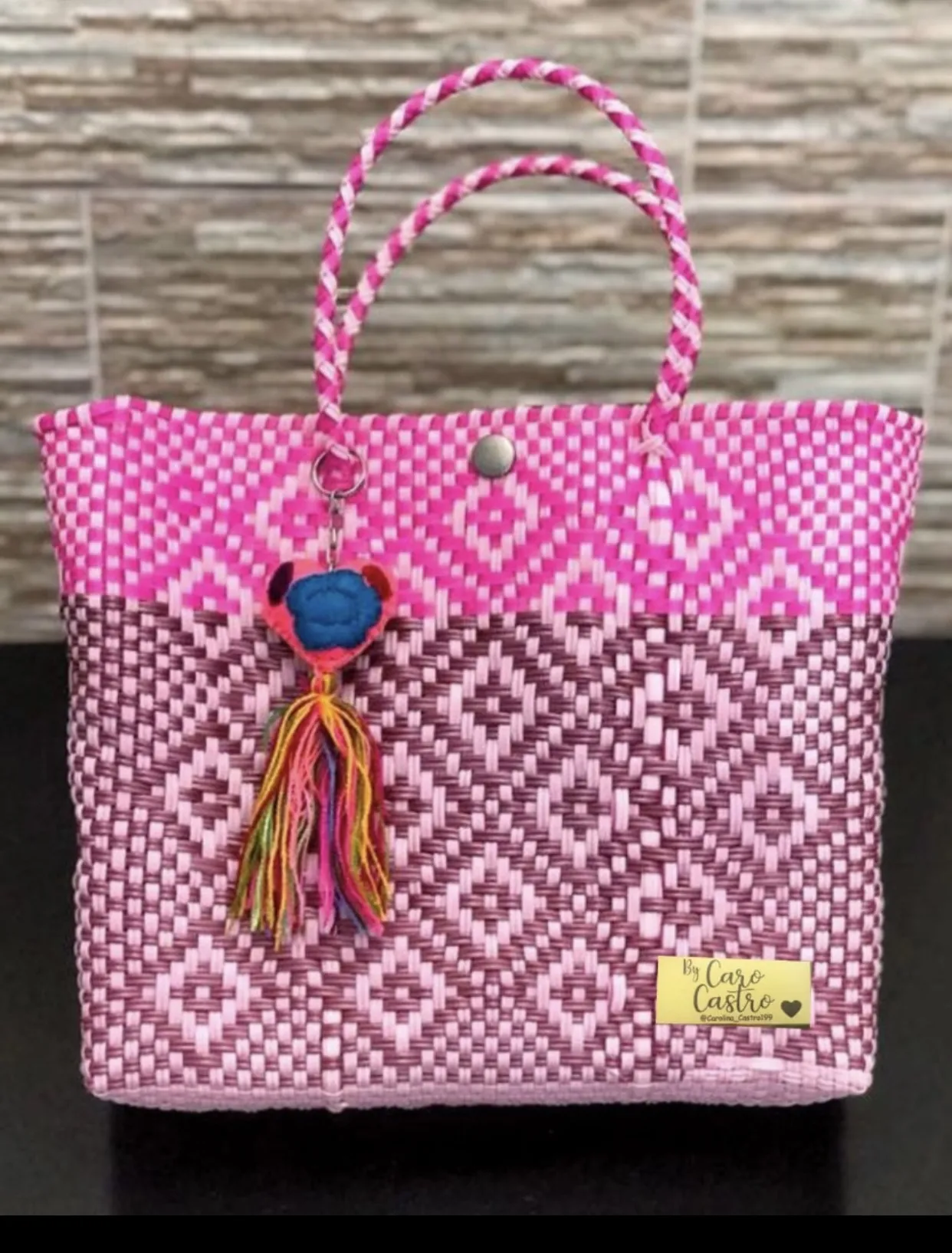 Cartera Tejida Mediana rosada 2