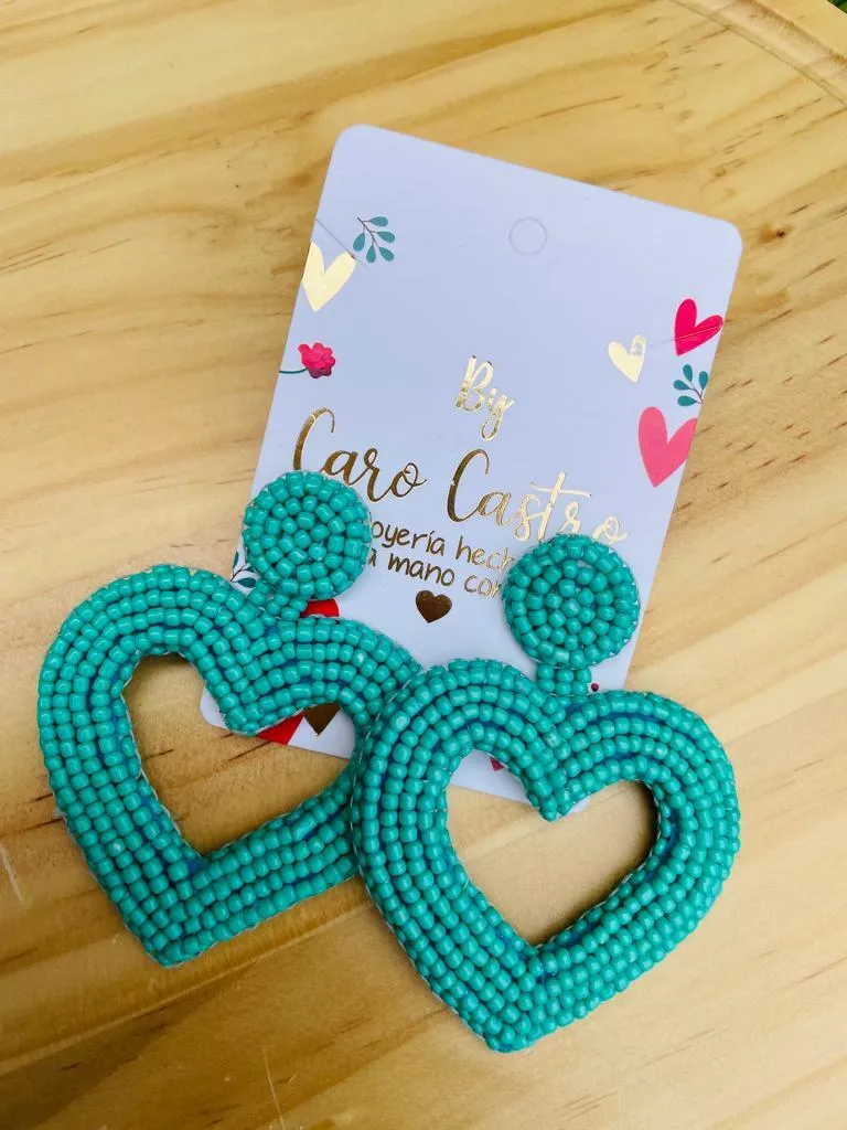 Aretes Corazón Azul Turquesa