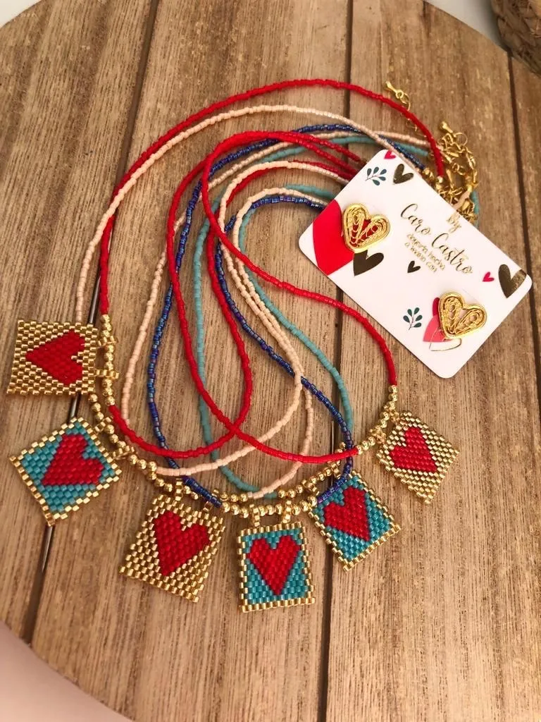 Collar con Dije corazon en Miyuki