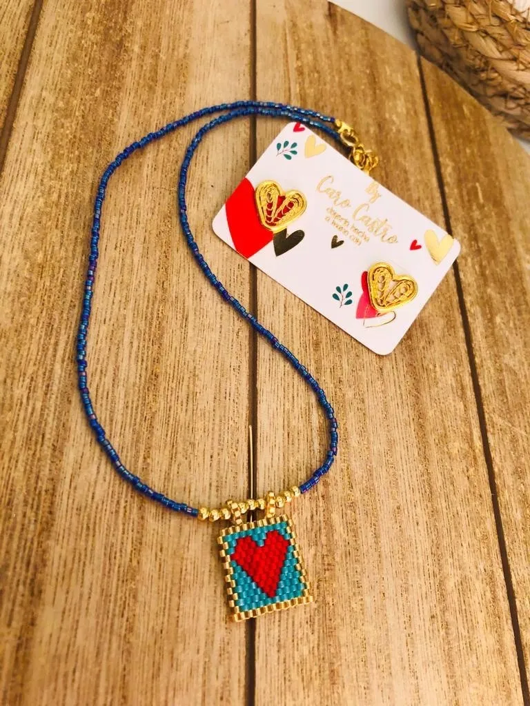 Collar con Dije corazon en Miyuki 4