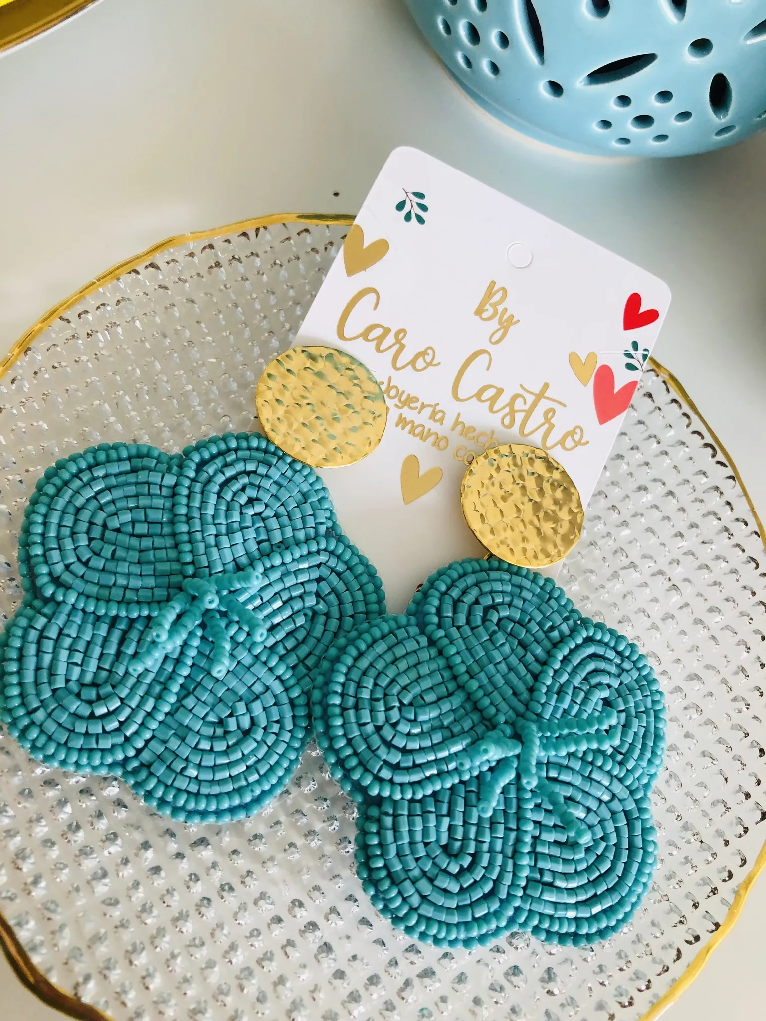 Aretes Flor Turquesa