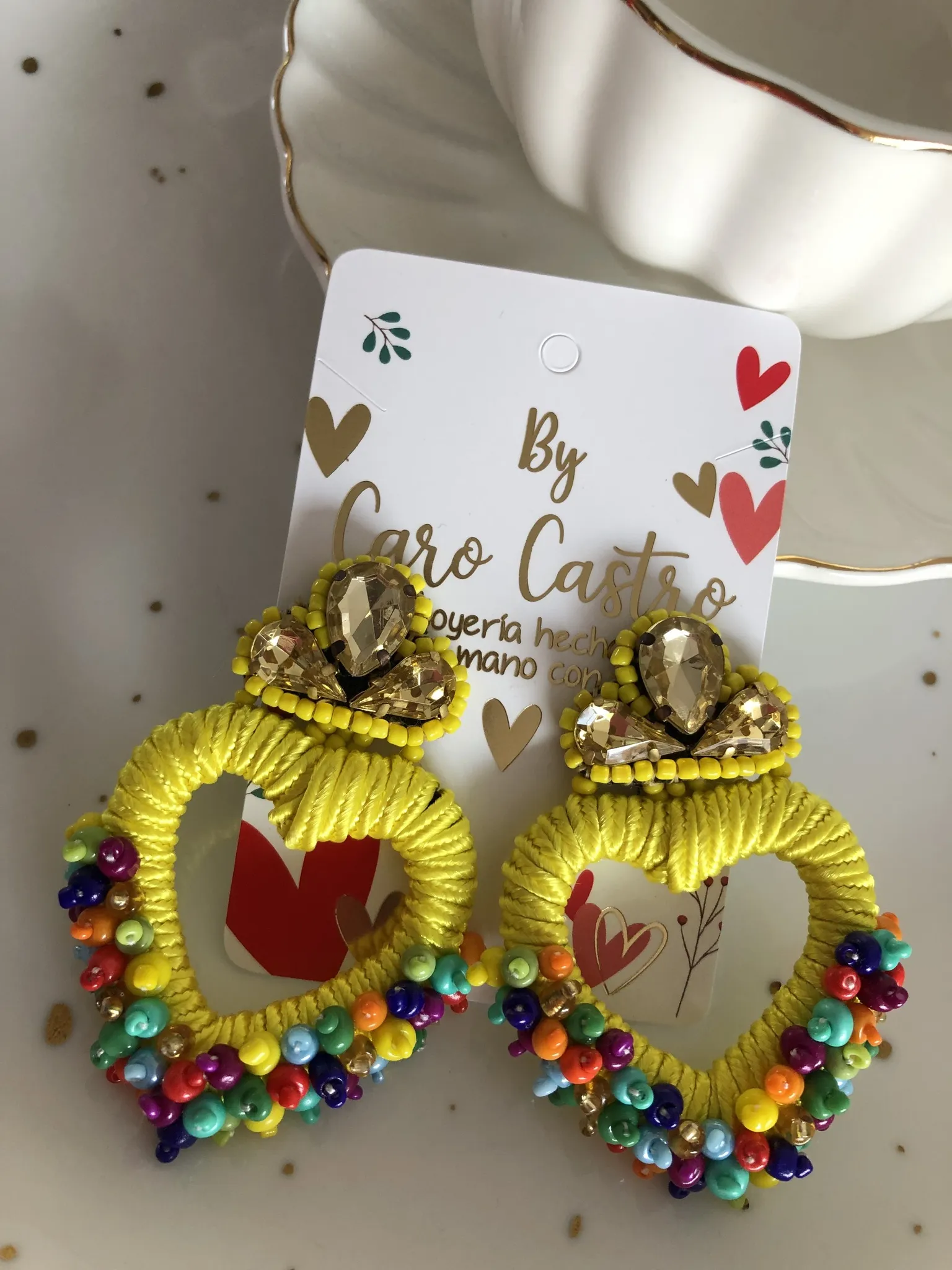 Aretes Corazón Lupita Amarillo