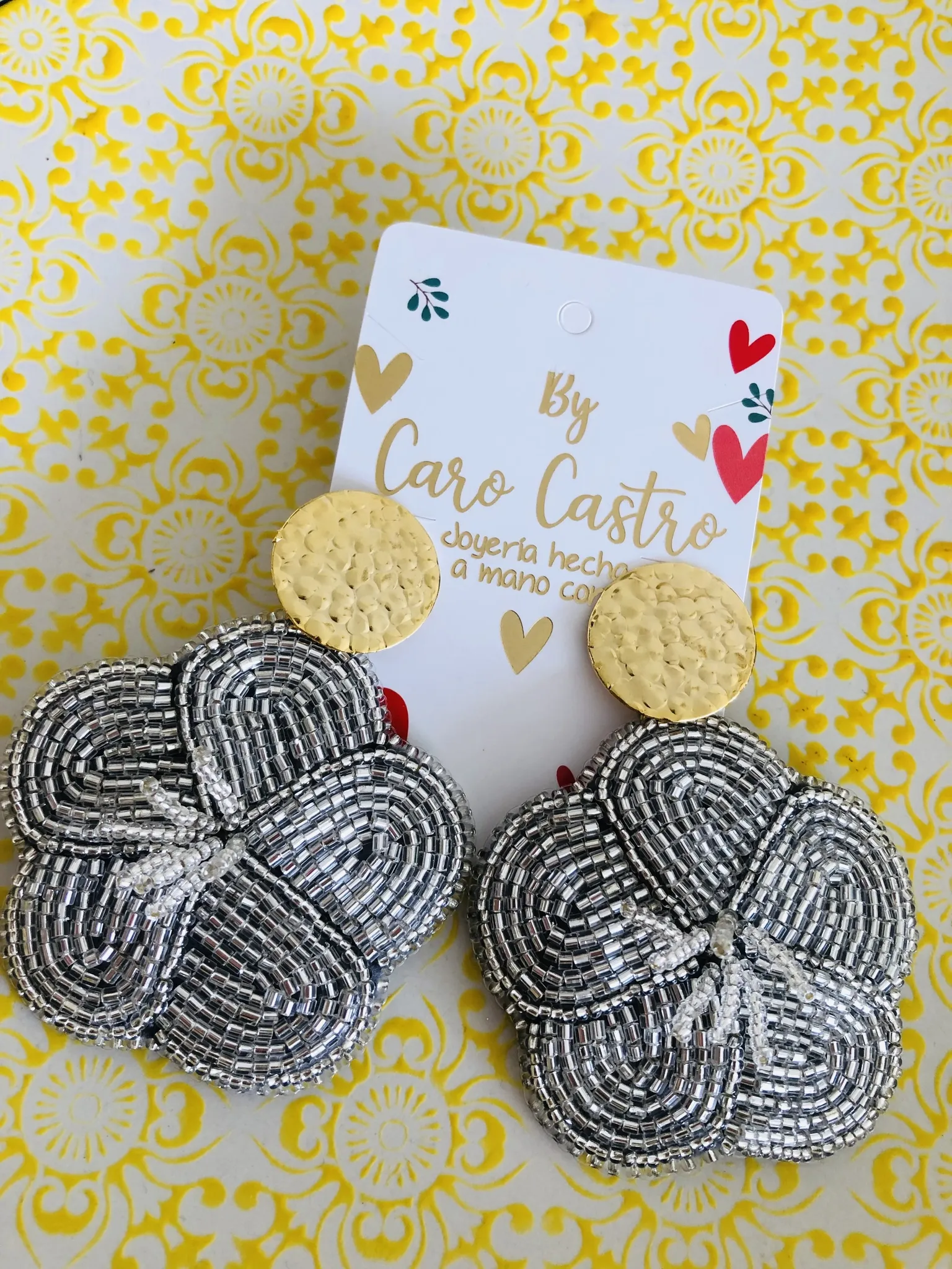 Aretes Flor Plateada