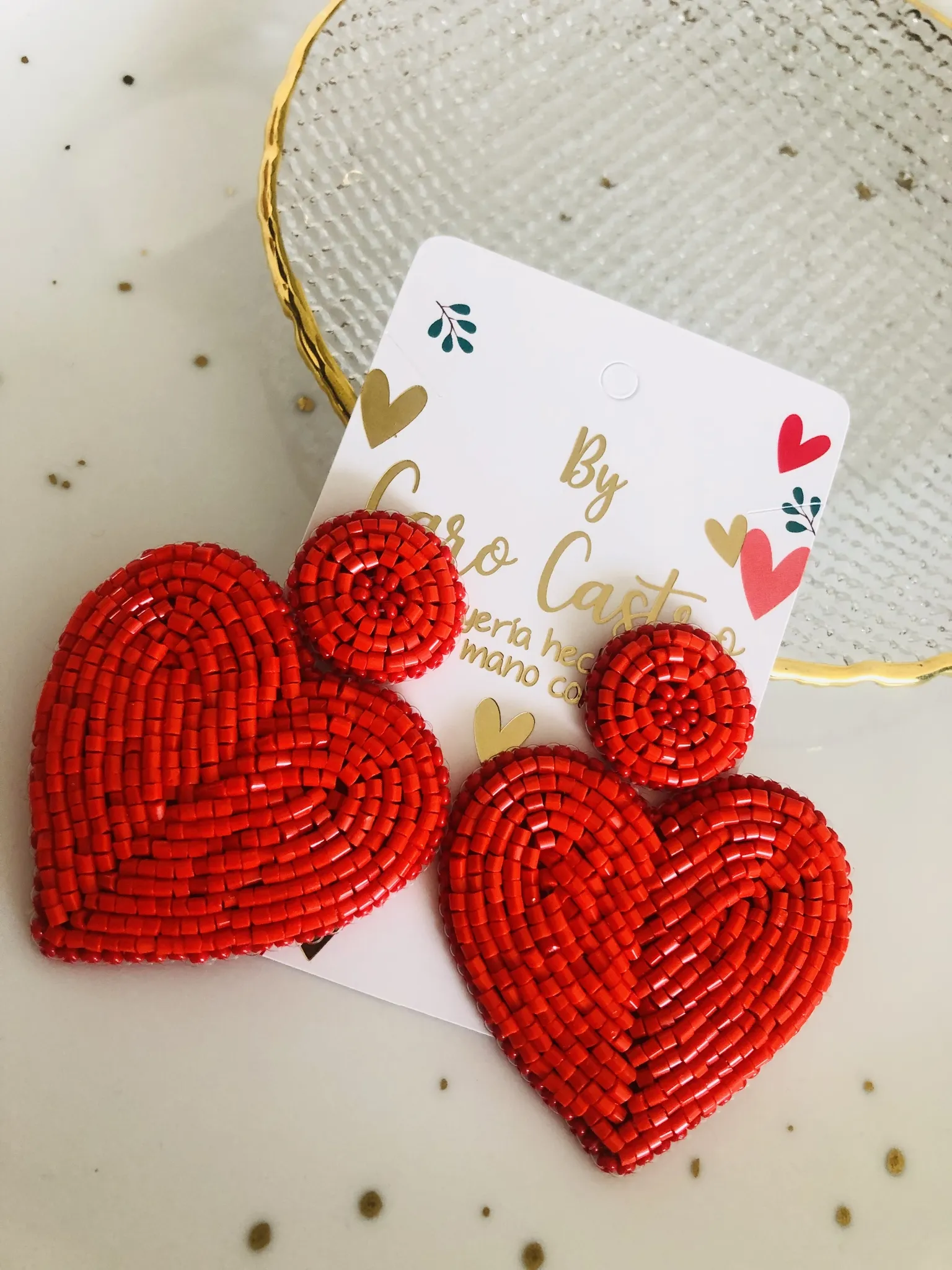Aretes Corazón Rojo