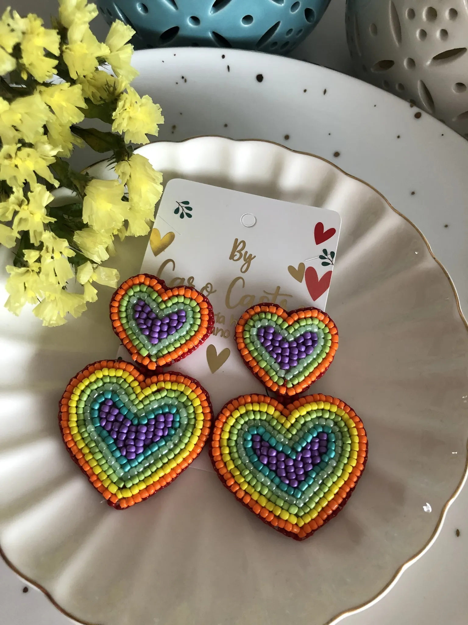 Aretes Corazón Arcoíris 