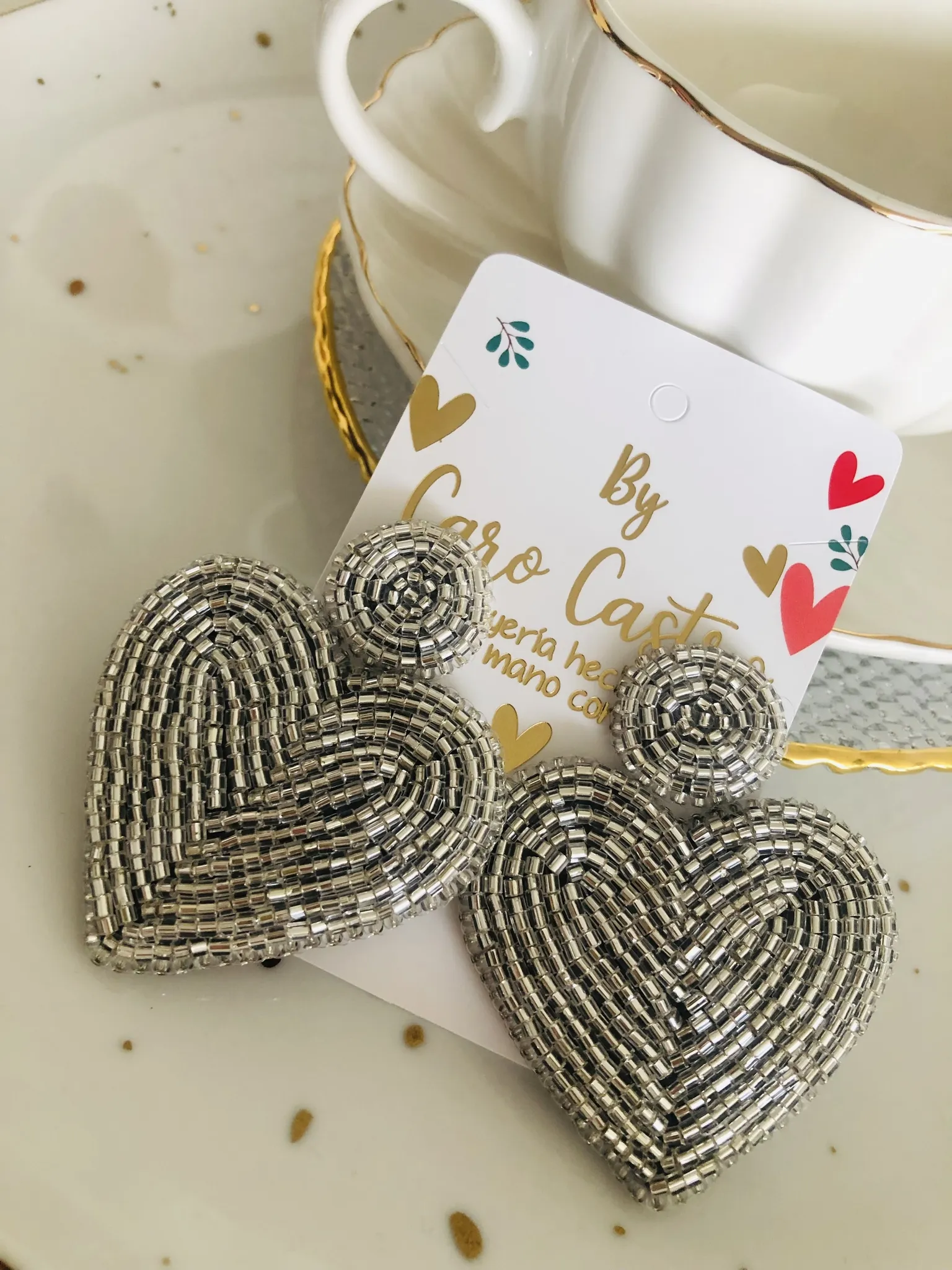 Aretes Corazón Platedos