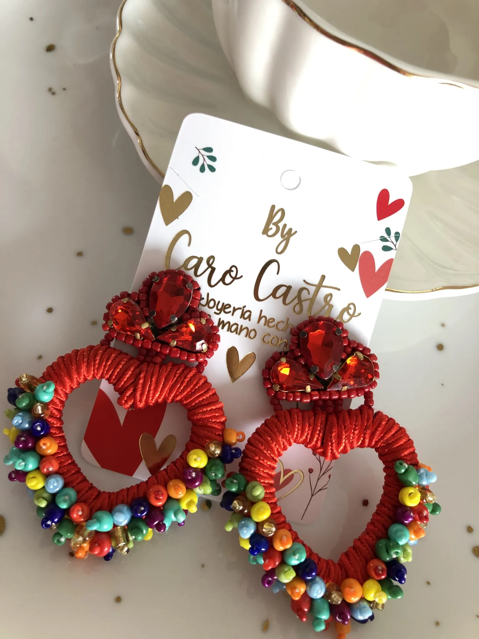 Aretes Corazón Lupita Rojo