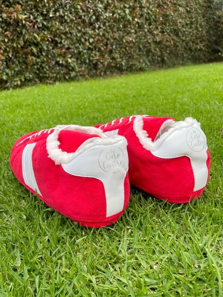 Babuchas Tennis Roja con Línea Blanca 2