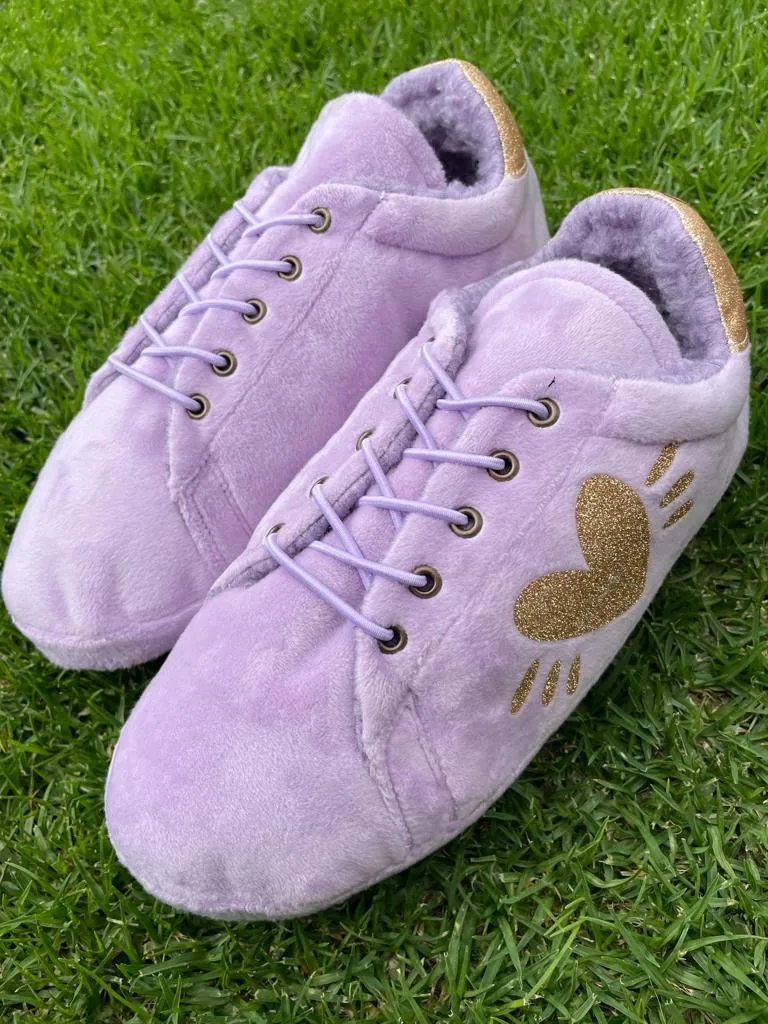 Babucha Tennis Lila Corazón Escarchdo