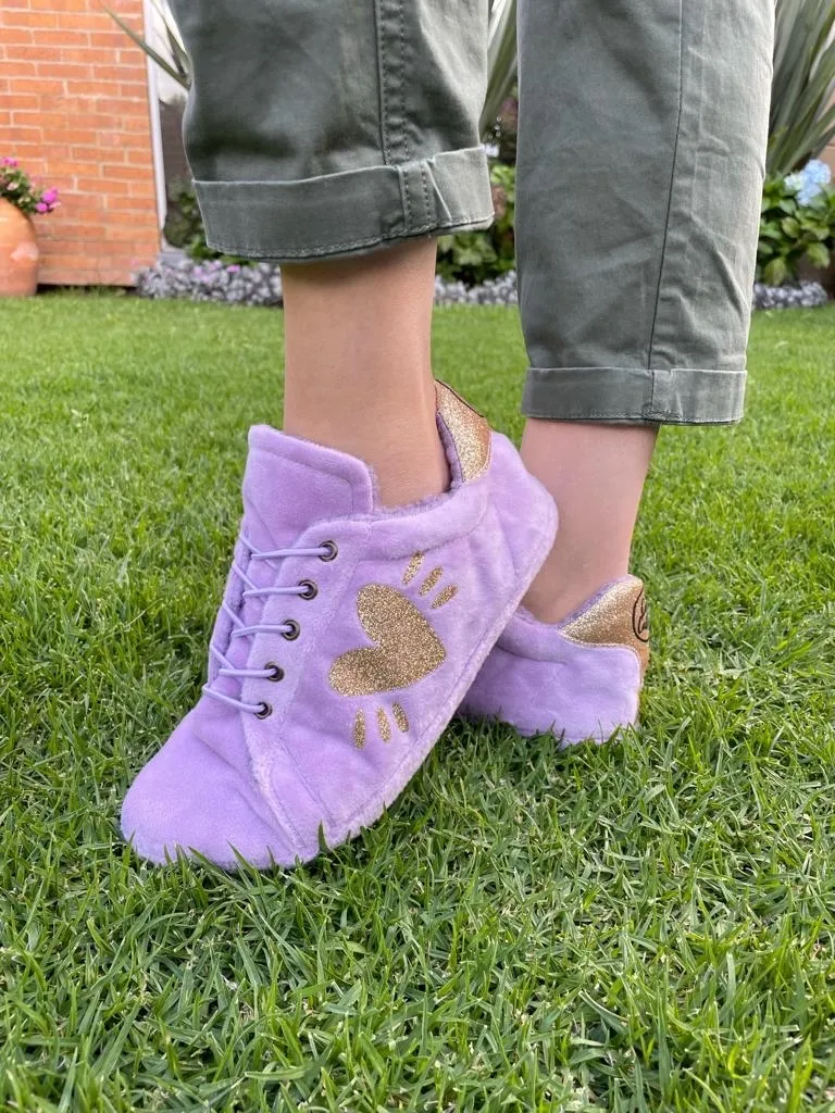 Babucha Tennis Lila Corazón Escarchdo 3