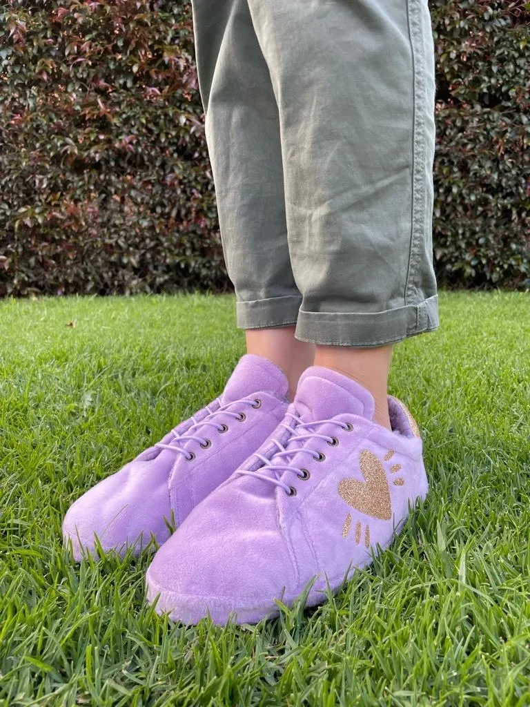 Babucha Tennis Lila Corazón Escarchdo 4