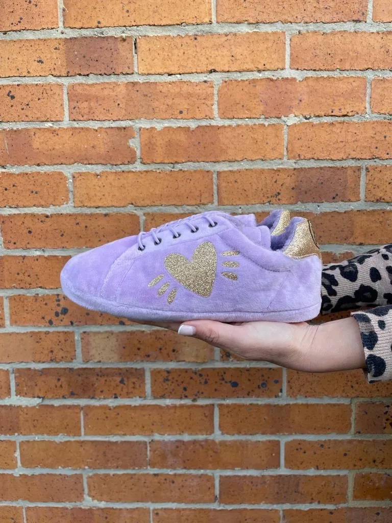 Babucha Tennis Lila Corazón Escarchdo 6