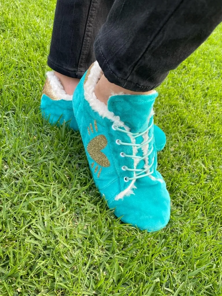 Babuchas Tennis Turquesas Corazón Escarchado 2