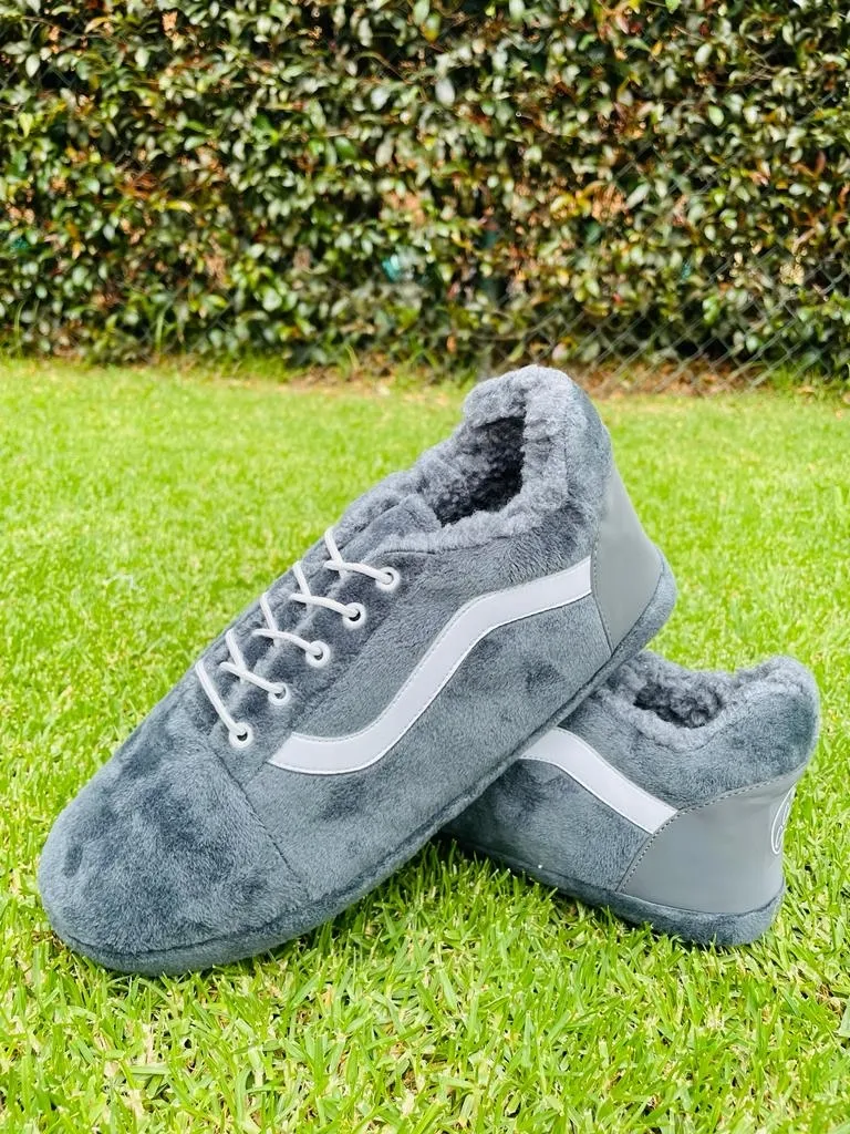 Babucha Tennis Gris con Linea Blanca 2