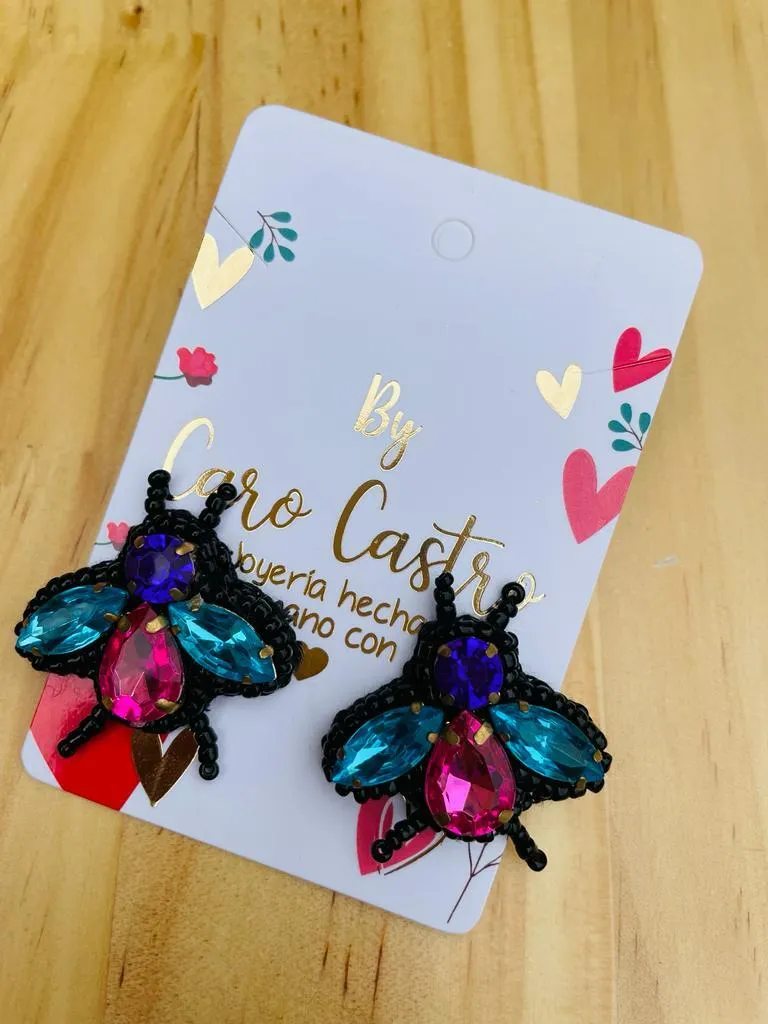  Aretes mosquita multicolor