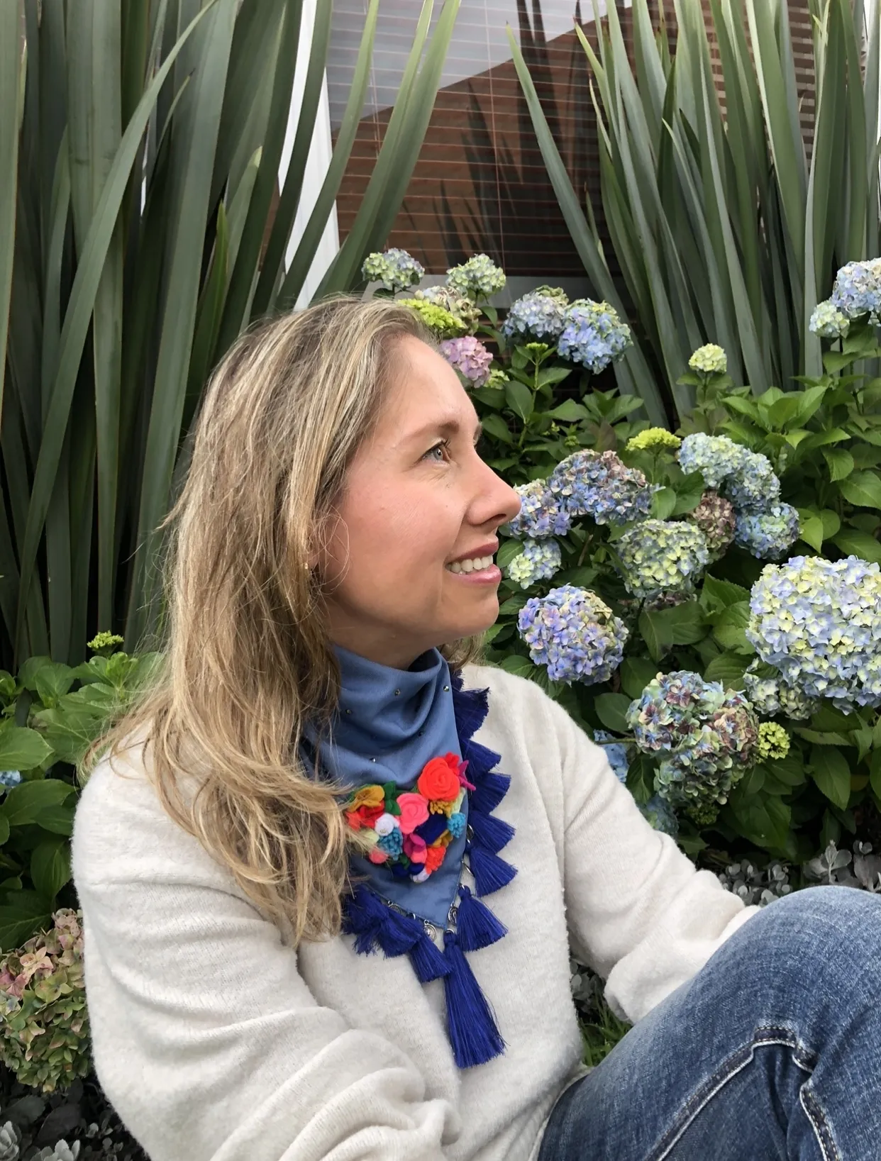 Pañoleta mi corazon Autentico borla azul