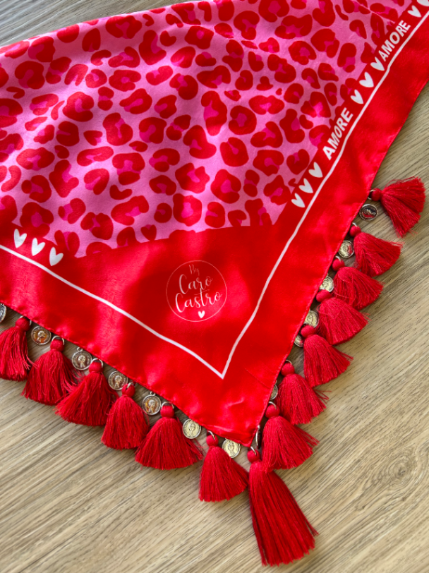 Pañoleta Bordada Animal Print cereza 2